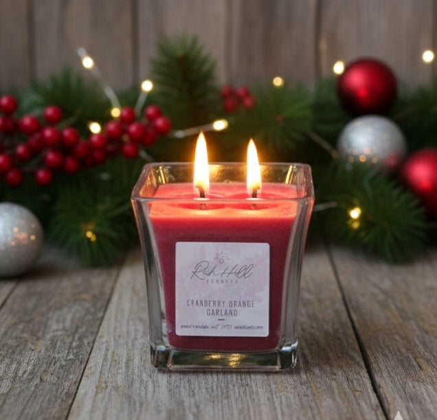 Cranberry Orange garland Jar Candles