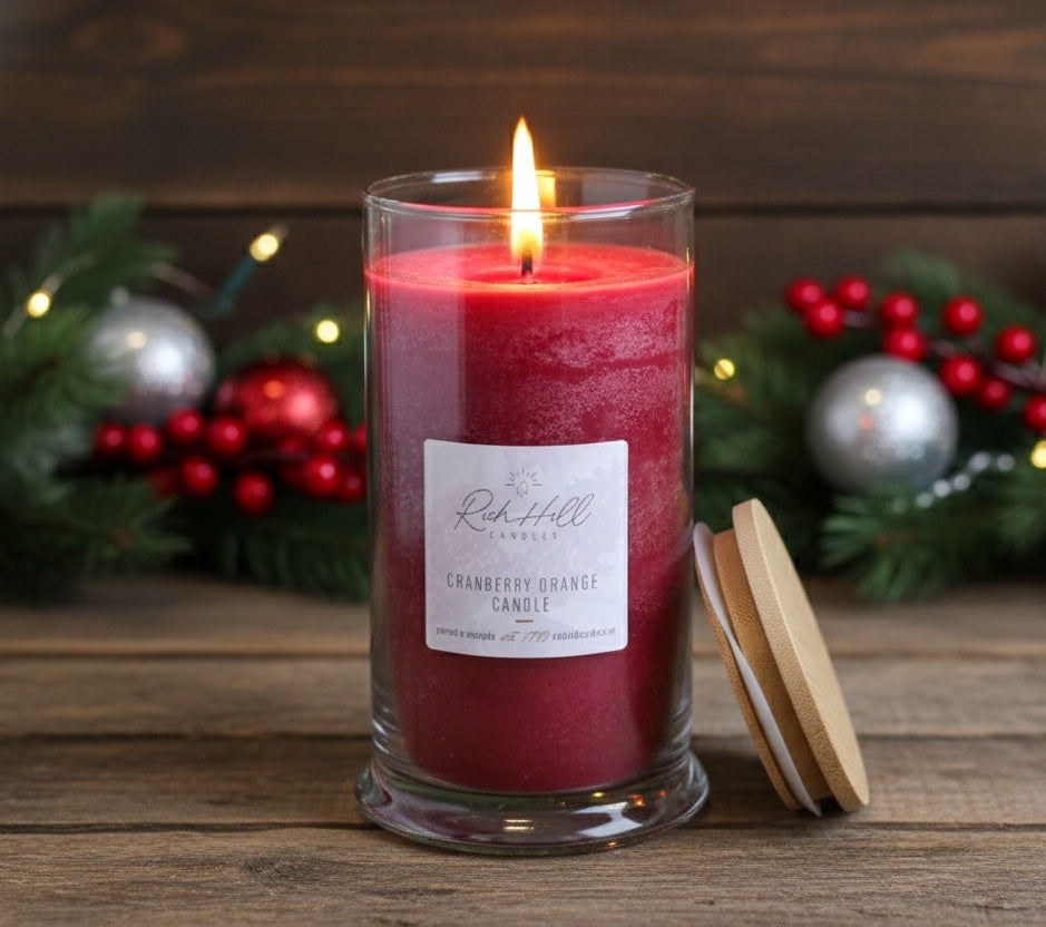 Cranberry Orange garland Jar Candles