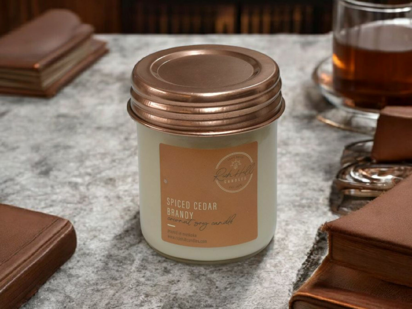 Spiced Cedar Brandy Scented Coconut Soy Jars