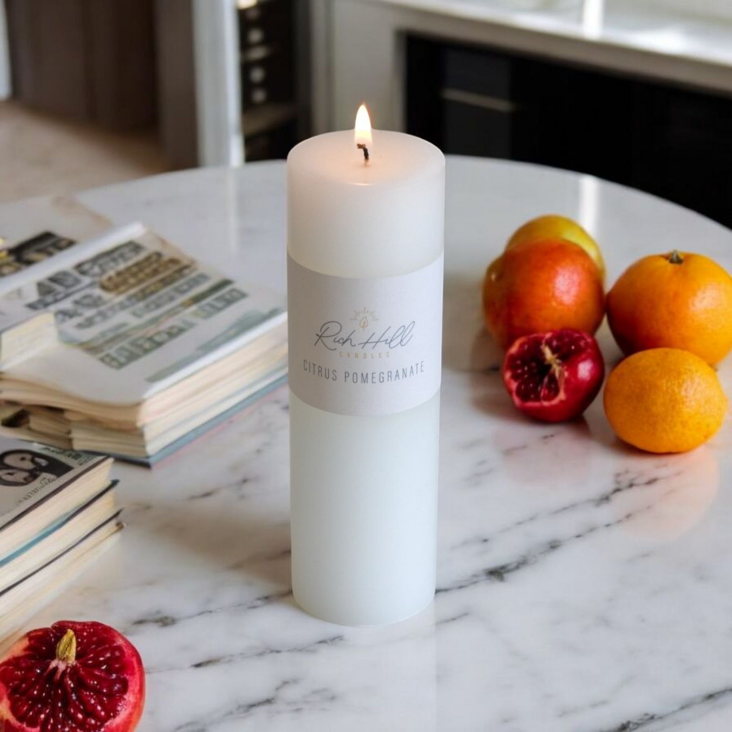 Citrus & Pomegranate Scented Pillars