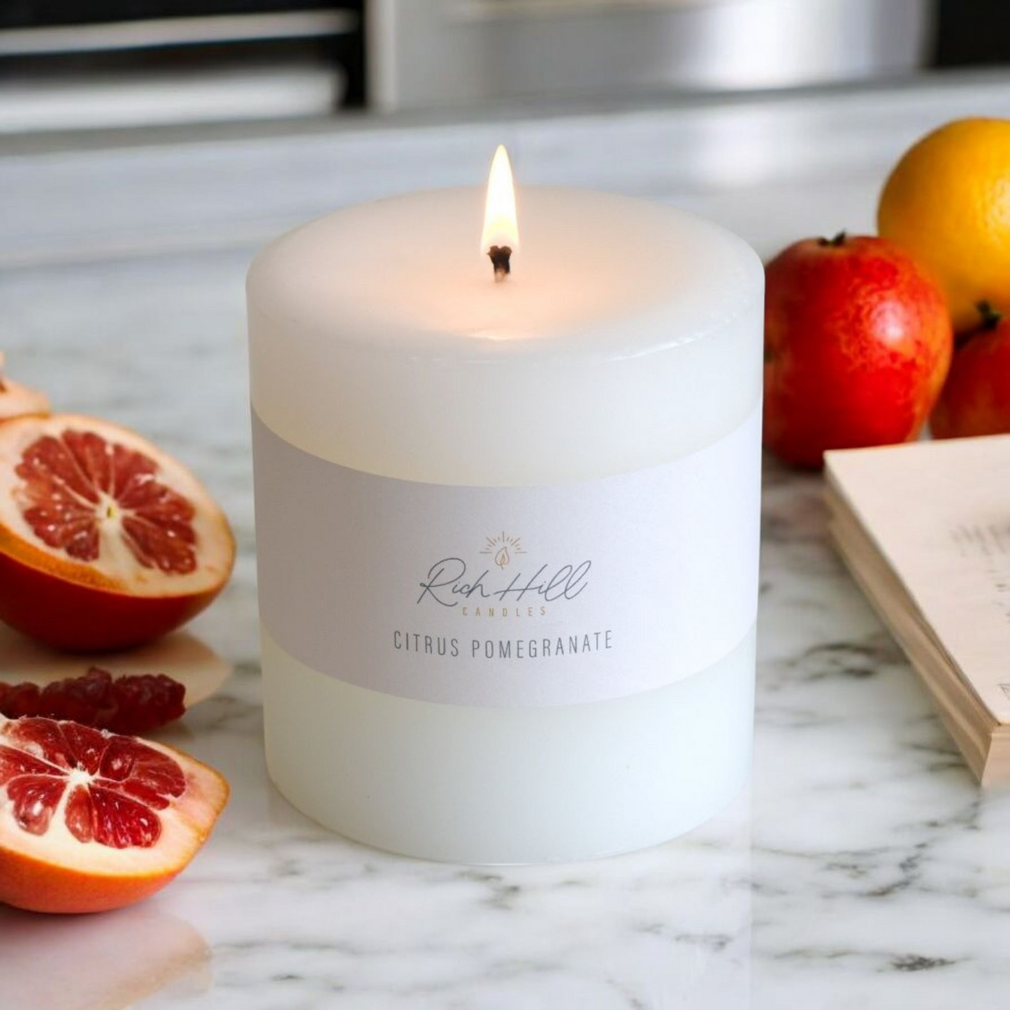 Citrus & Pomegranate Scented Pillars