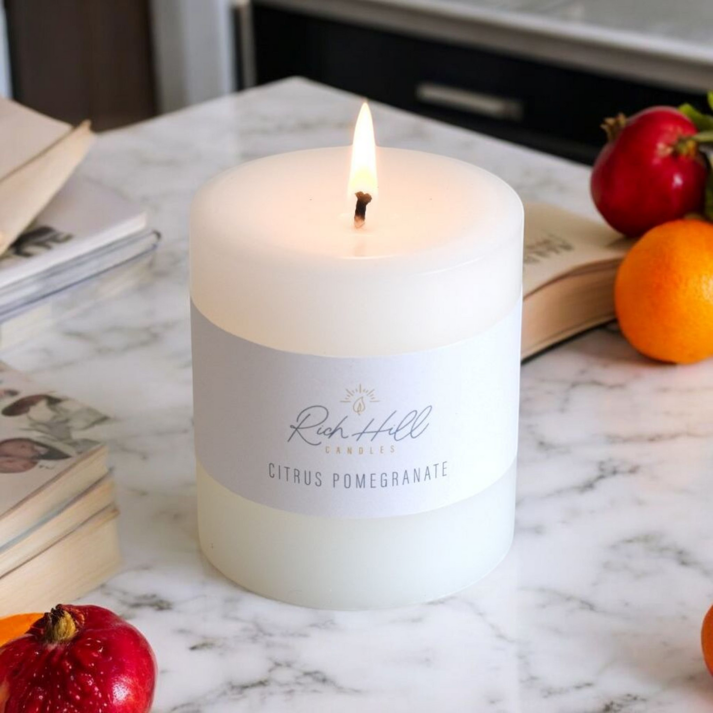 Citrus & Pomegranate Scented Pillars