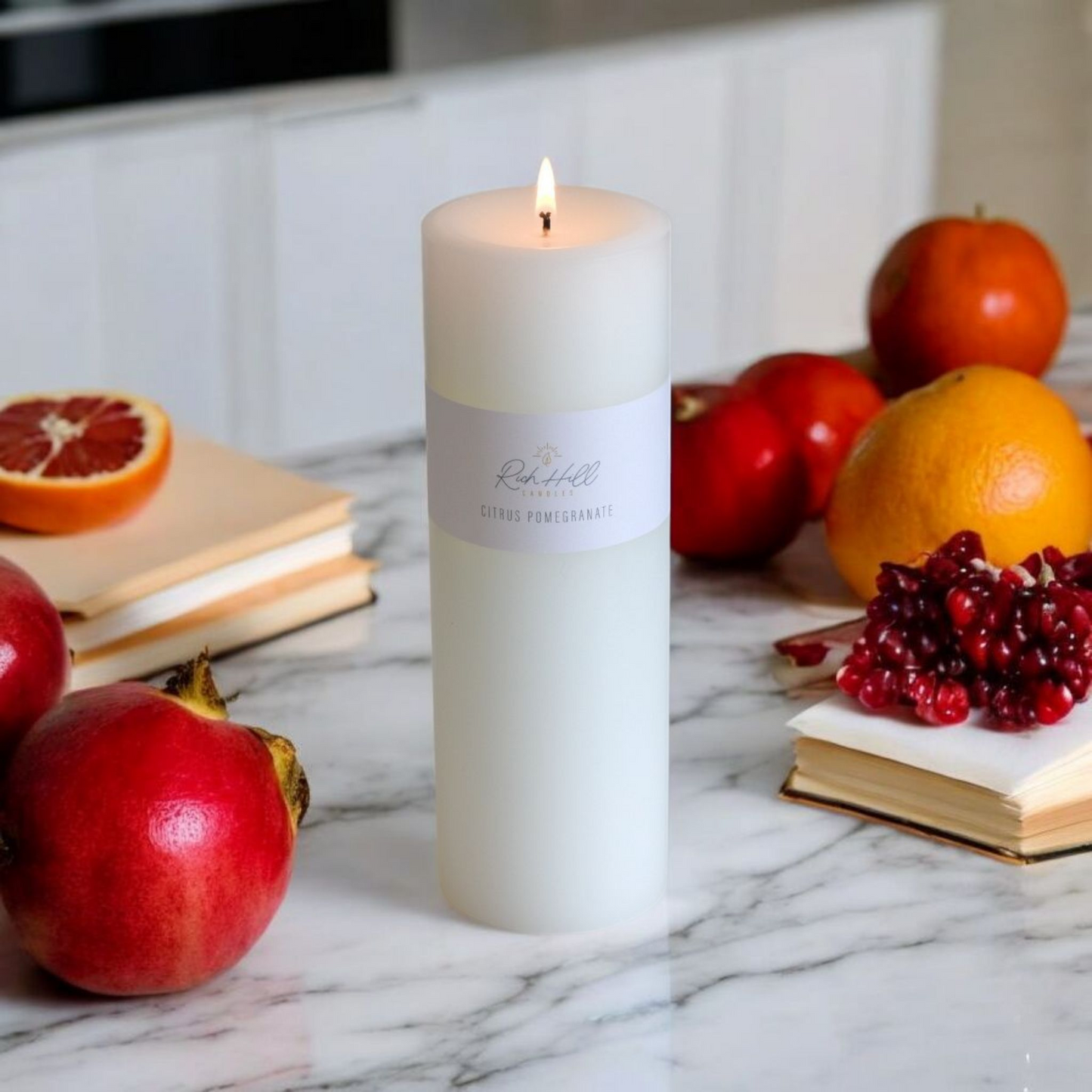 Citrus & Pomegranate Scented Pillars