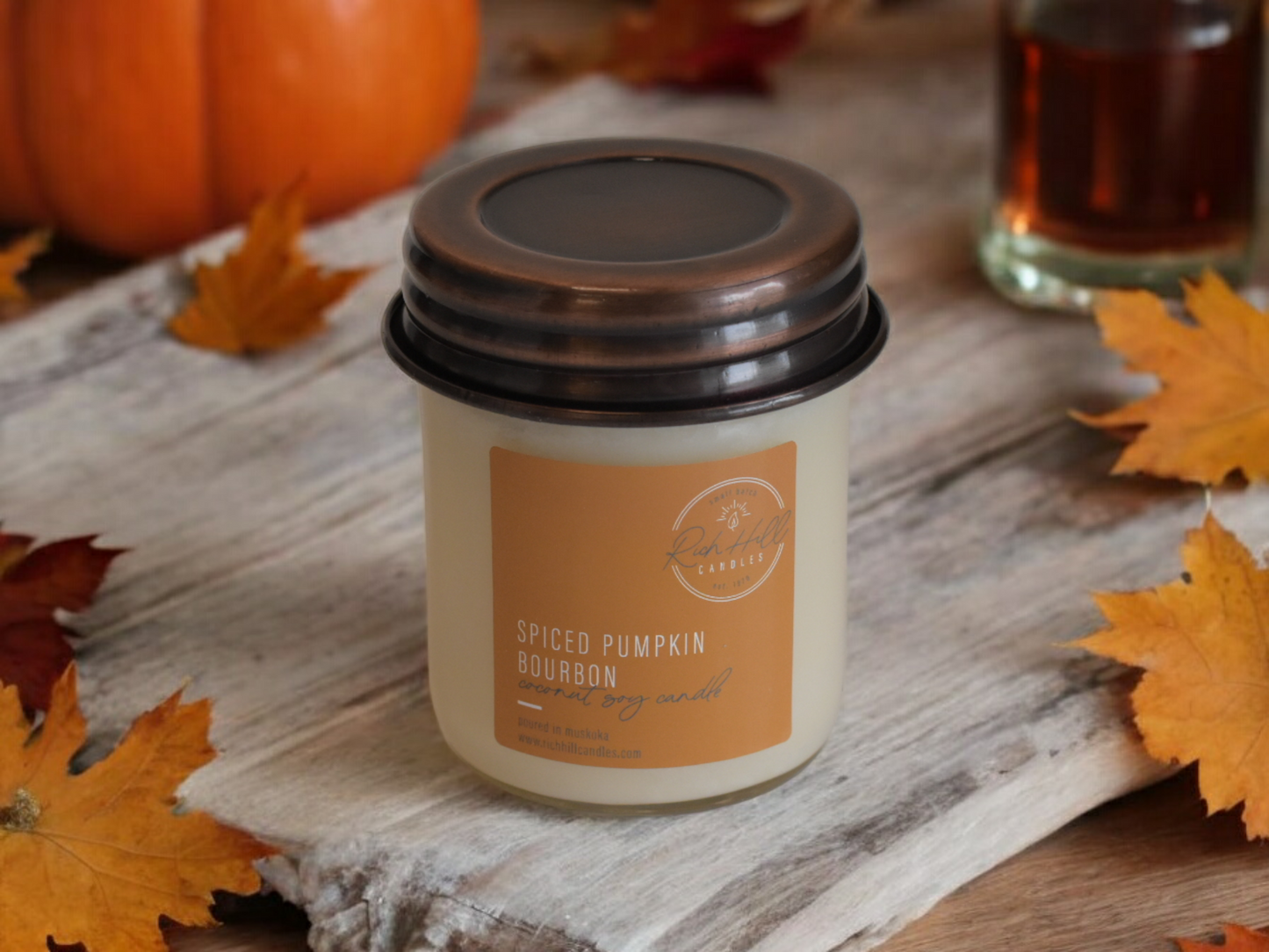 Spiced Pumpkin Bourbon Scented Coconut Soy Jars