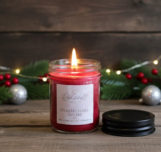 Cranberry Orange garland Jar Candles