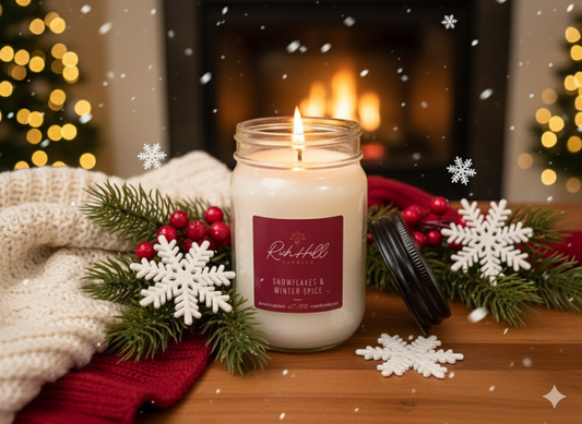 Snowflakes & Winter Spice - vanilla, cashmere cream and light citrus Scented Jar Candle