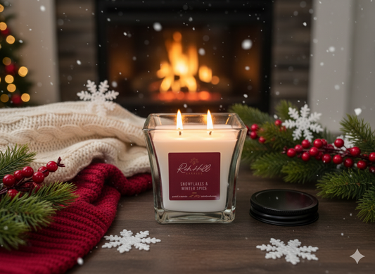 Snowflakes & Winter Spice - vanilla, cashmere cream and light citrus Scented Jar Candle
