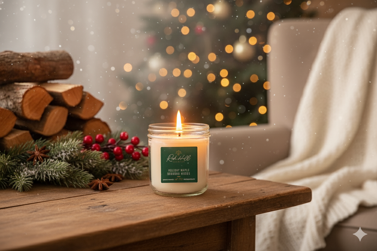 Holiday Maple Bourbon Woods Scented Jar Candles