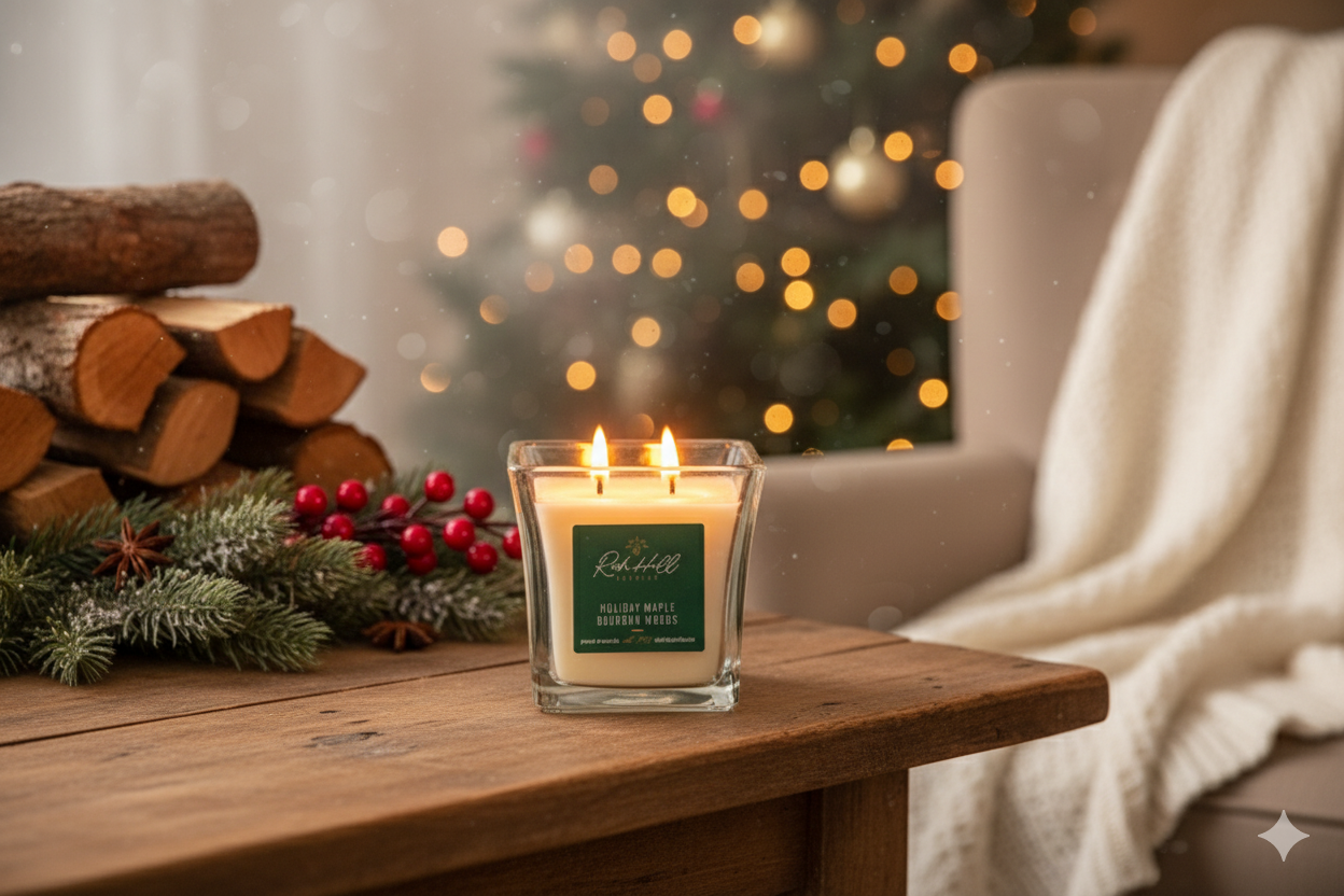 Holiday Maple Bourbon Woods Scented Jar Candles