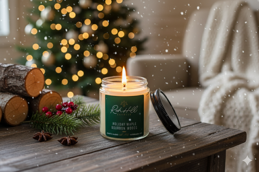 Holiday Maple Bourbon Woods Scented Jar Candles
