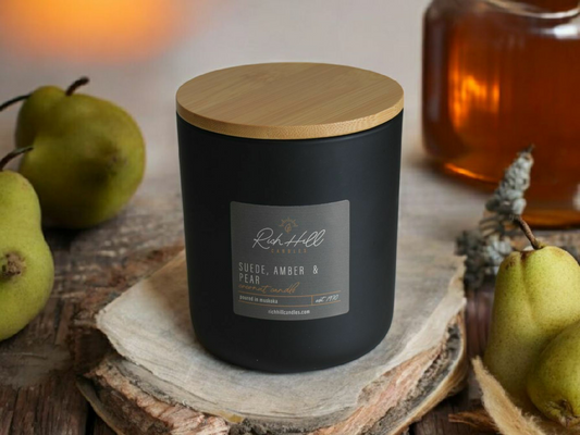Suede, Amber and Pear Coconut Wax Scented Jars