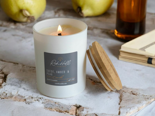 Suede, Amber and Pear Coconut Wax Scented Jars