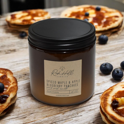 Spiced Apple & Maple Blueberry Pancakes Scented Wood Wick Jars