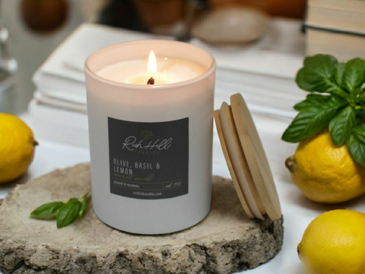 Olive, Basil and Lemon Coconut Wax Scented Jars