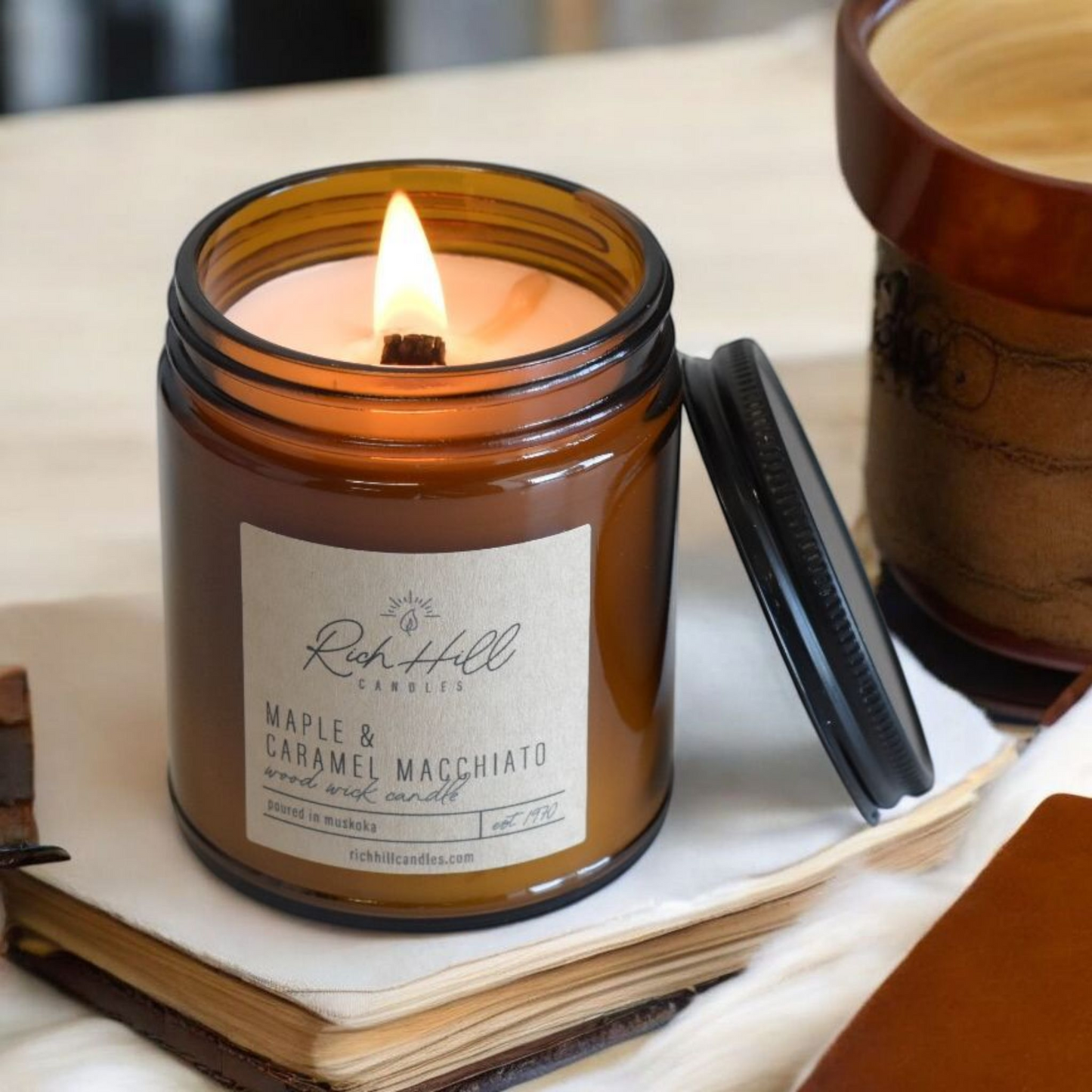 Maple & Caramel Macchiato Scented Wood Wick Jars
