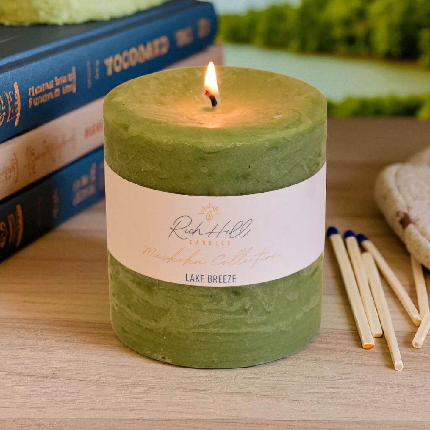 Lake Breeze Scented Rustic Pillars