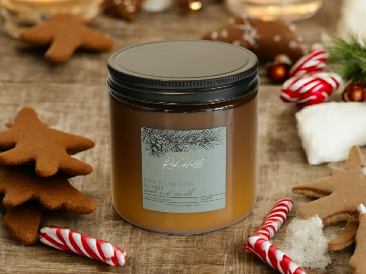 Vanilla Gingerbread Bourbon Scented Wood Wick Jars