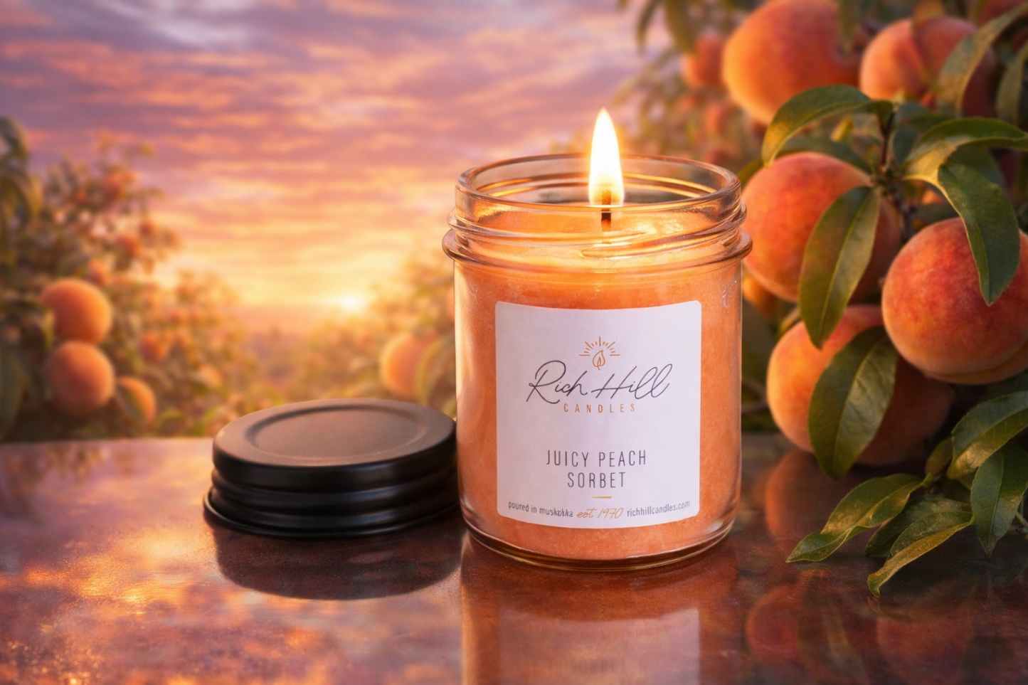 Juicy Peach Sorbet scented jar candles